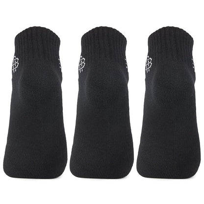 Men Cushioned Black Ankle-Length Joggers Sports Socks - Pack of 3