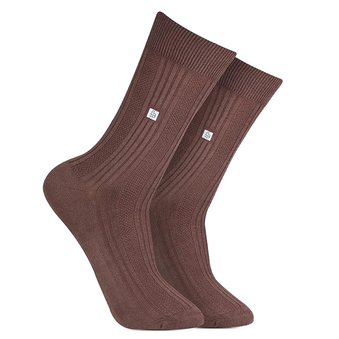 Cosmic Ribbed Formal Socks - Brown