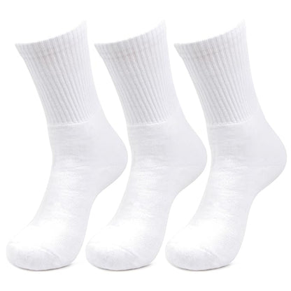 Men Cushioned White Joggers Crew Sports Socks- Pack of 3