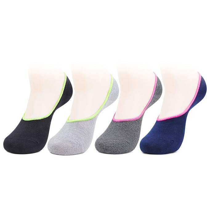 Women's Multicoloured Cotton Loafer Socks- Pack of 4