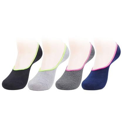 Women's Multicoloured Cotton Loafer Socks- Pack of 4