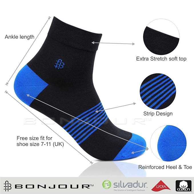 Men Cotton Multicolored Ankle Bold Socks- Pack of 4