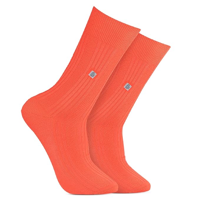 Cosmic Ribbed Formal Socks - Orange