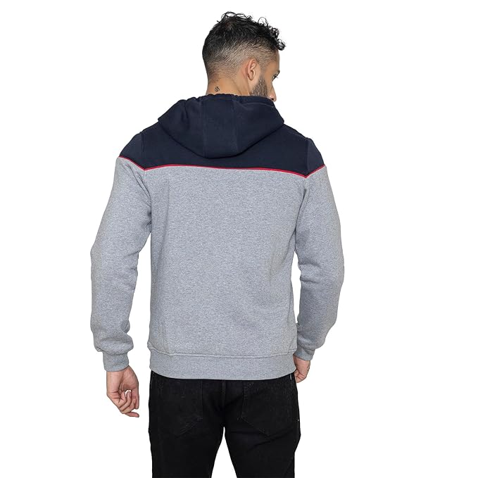 Men's Grey Hooded Zip-Up Sweatshirt | Regular Fit Hoodie