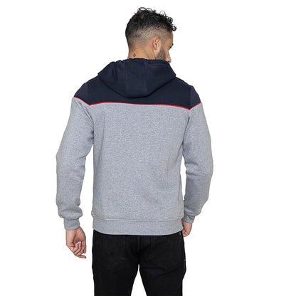 Men's Grey Hooded Zip-Up Sweatshirt | Regular Fit Hoodie