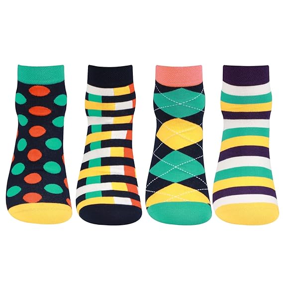 Men's Ankle Length Bold Print Fashion Socks - Pack Of 4