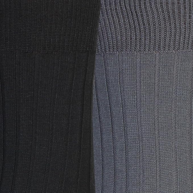Men Studio Ribbed Socks (Black & Grey, Free Size)