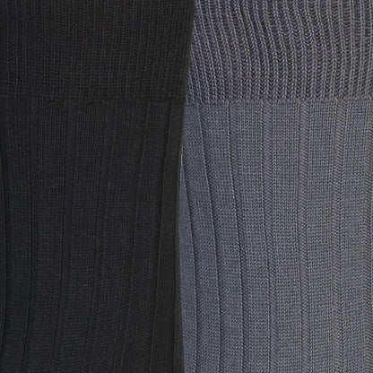Men Studio Ribbed Socks (Black & Grey, Free Size)