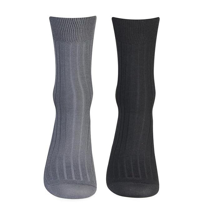 Men Studio Ribbed Socks (Black & Grey, Free Size)