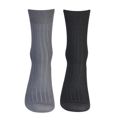 Men Studio Ribbed Socks (Black & Grey, Free Size)
