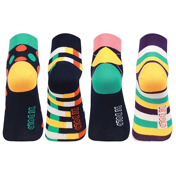 Men's Ankle Length Bold Print Fashion Socks - Pack Of 4