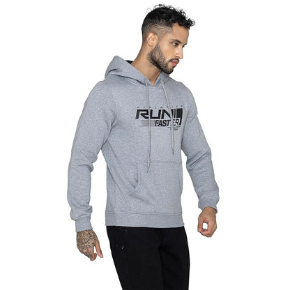 Men Grey Printed Hoodie Sweatshirt