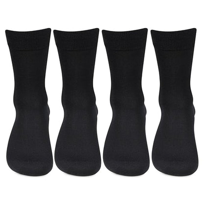 Men's Cotton Plain Full-Length Black Socks (Pack of 4)