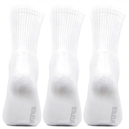 Men Cushioned White Joggers Crew Sports Socks- Pack of 3