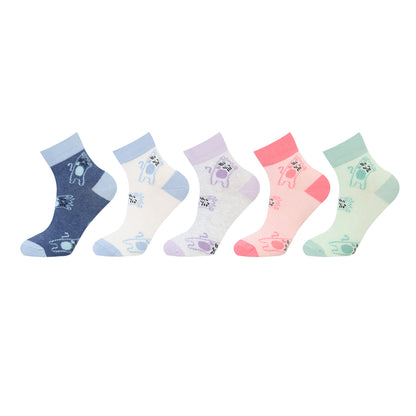 Kids Fancy Ankle Socks for Girls Pack of 5