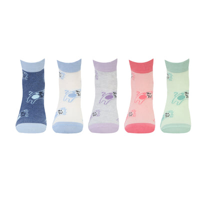 Kids Fancy Ankle Socks for Girls Pack of 5