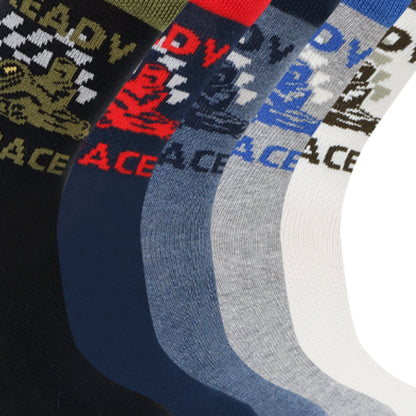 Kids Fancy Crew Socks for Boys Pack of 5