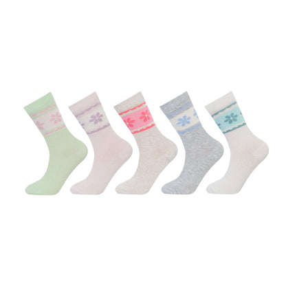 Kids Fancy Crew Socks for Girls Pack of 5
