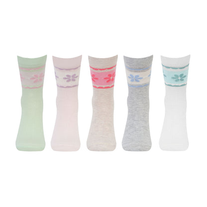 Kids Fancy Crew Socks for Girls Pack of 5