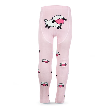 Fancy knitted Sheep Print Tights for Baby Girls & Baby Boys - Baby Pink