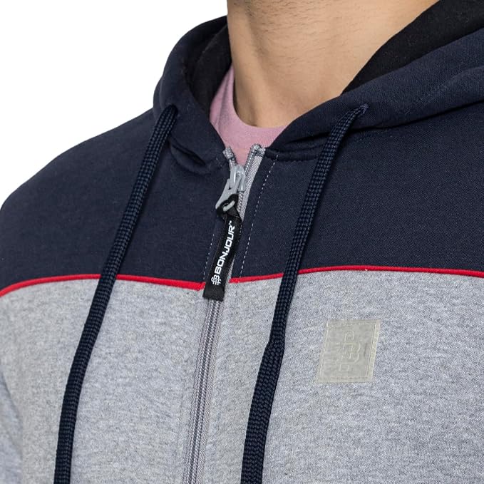 Men's Grey Hooded Zip-Up Sweatshirt | Regular Fit Hoodie