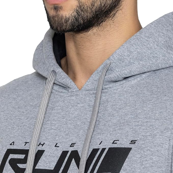 Men Grey Printed Hoodie Sweatshirt
