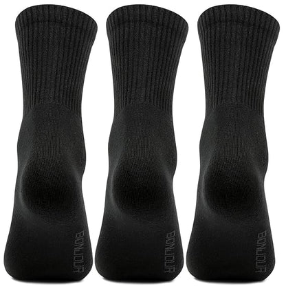 Men Cushioned Black Joggers Crew Length Sports Socks- Pack of 3