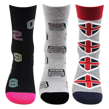 Men Bold Multicolored Crew Socks-Pack of 3