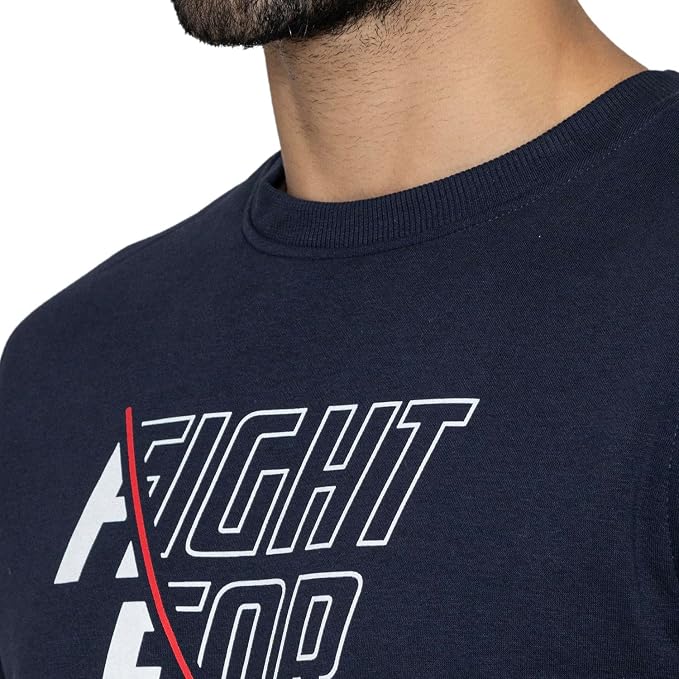 Men's Navy Graphic Printed Crew Neck Sweatshirt – Fight For Your Right