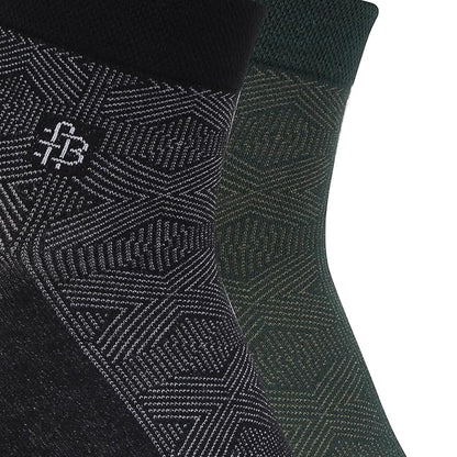 Men’s Geometric Pattern Ankle Socks (Black & B.Green)