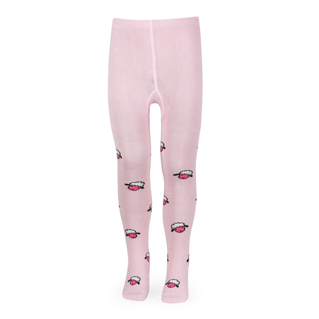 Fancy knitted Sheep Print Tights for Baby Girls & Baby Boys - Baby Pink