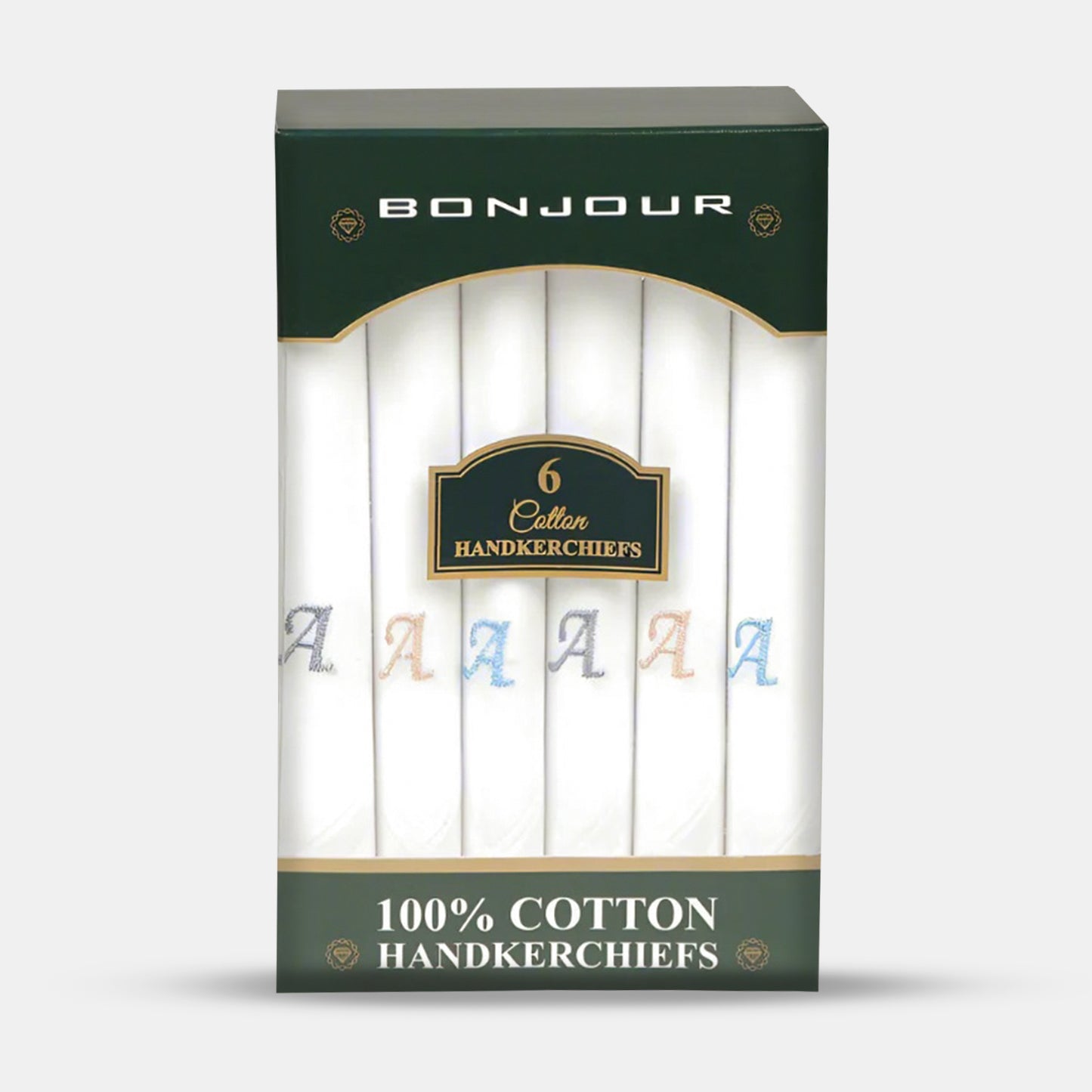 Men's White Cotton Handkerchief With Alphabetical Initial - Pack Of 6