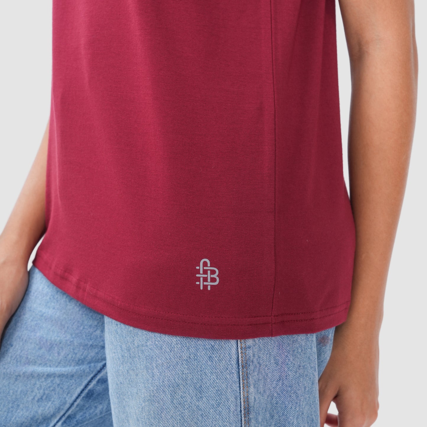 Women Knitted Fabric Regular Fit Short Sleeve Tee/T-shirt - Maroon