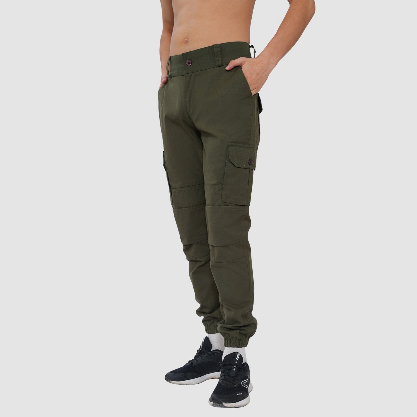 Bonjour Men Cargo Pants Premium Cotton Comfort Fit with Stylish Utility Pockets - Olive