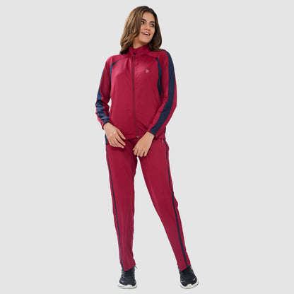 Bonjour Women's High Neck Winter Tracksuit with Full Zip Jacket & Elastic Waist Lower – Soft Warm Activewear for Gym, Running & Casual Wear