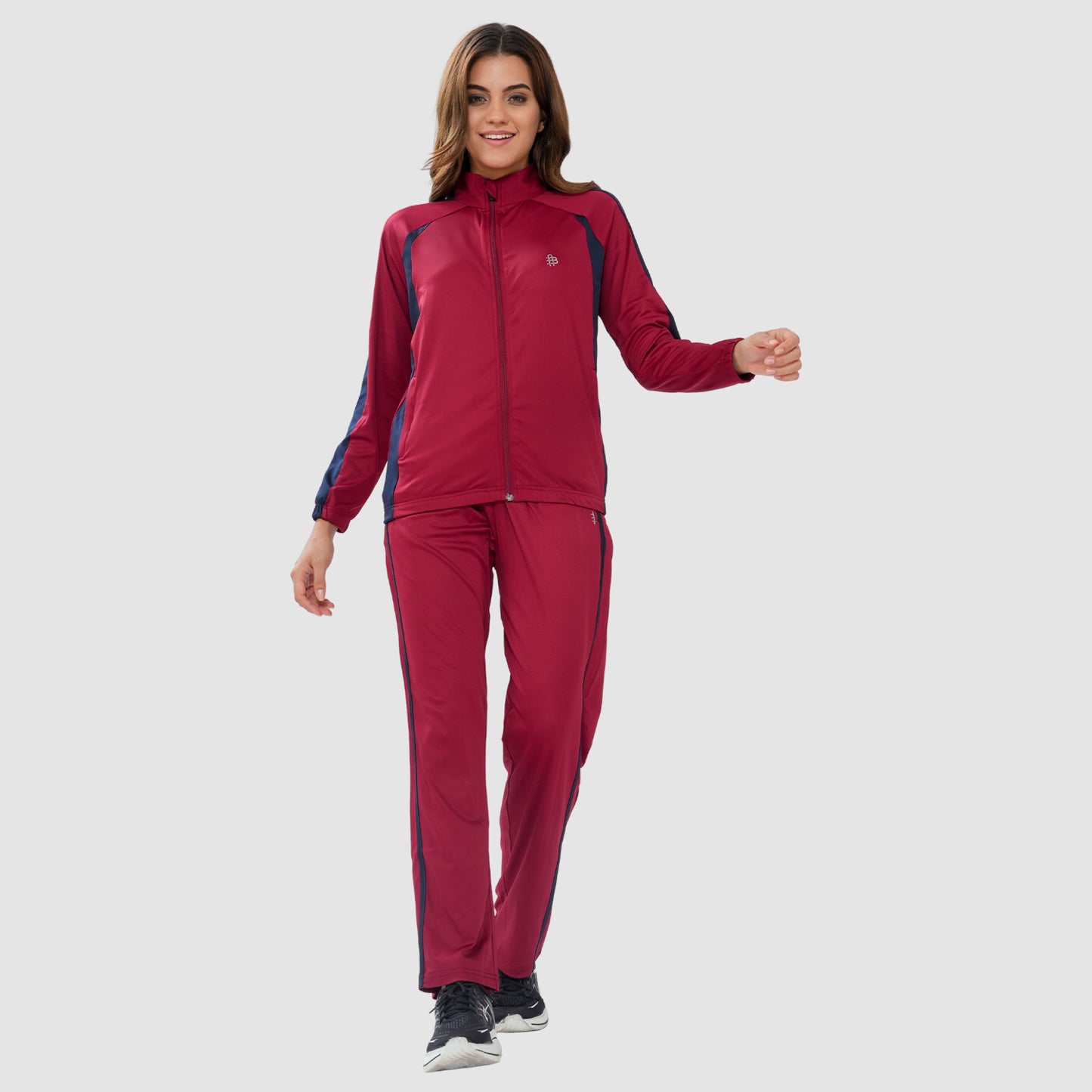 Bonjour Women's High Neck Winter Tracksuit with Full Zip Jacket & Elastic Waist Lower – Soft Warm Activewear for Gym, Running & Casual Wear