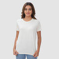 Women Knitted Fabric Regular Fit Short Sleeve Tee/T-shirt - Off white