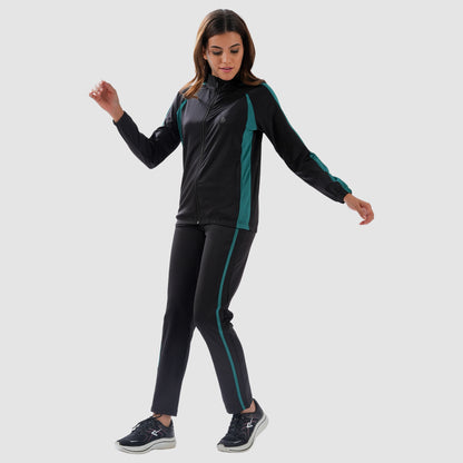 Bonjour Women's High Neck Winter Tracksuit with Full Zip Jacket & Elastic Waist Lower – Soft Warm Activewear for Gym, Running & Casual Wear