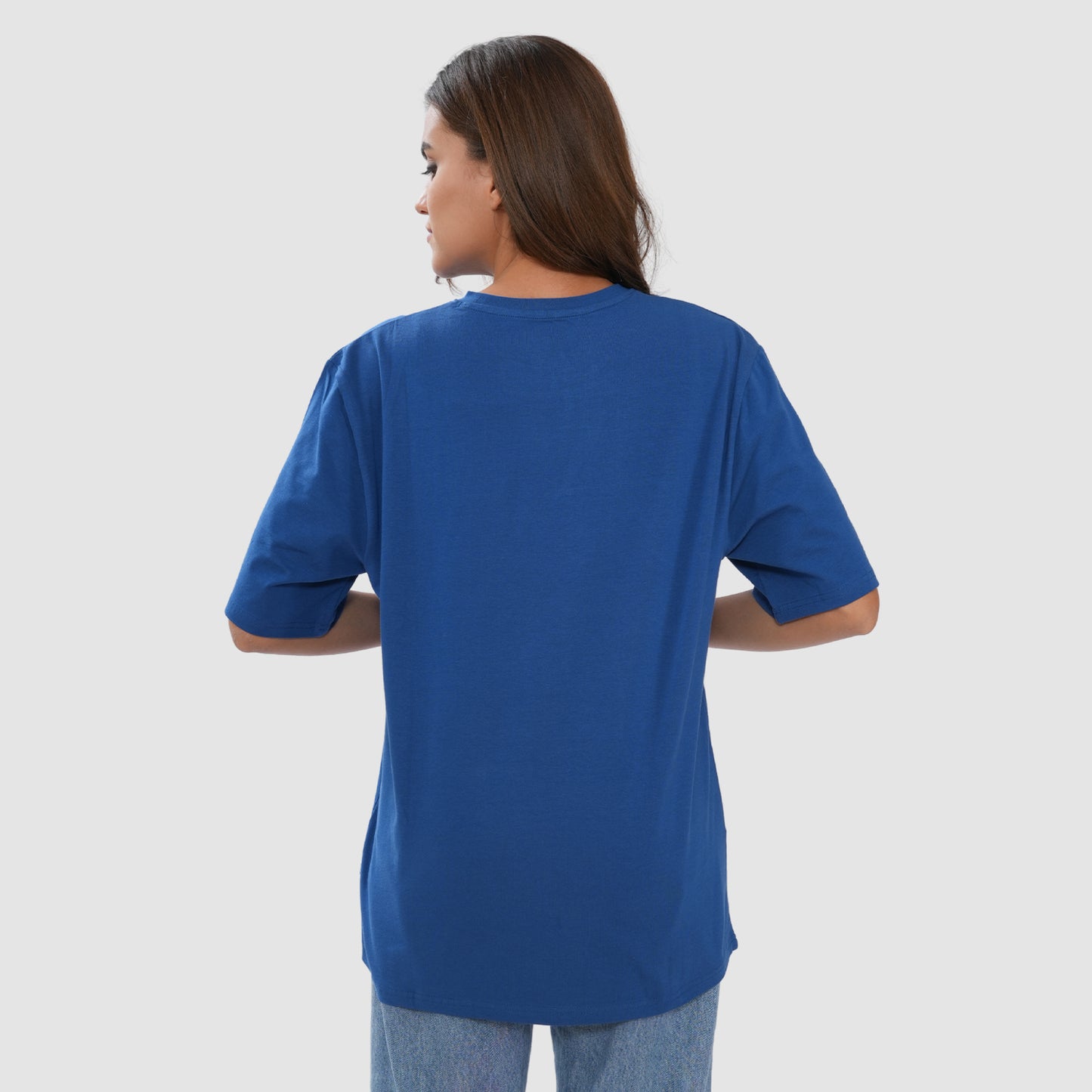 Women-Knitted-Fabric-Regular-Fit-Half-Sleeve-Tee/T-shirt - Strong Blue