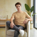 Beige Round Neck Half Sleeves T-Shirt for Men