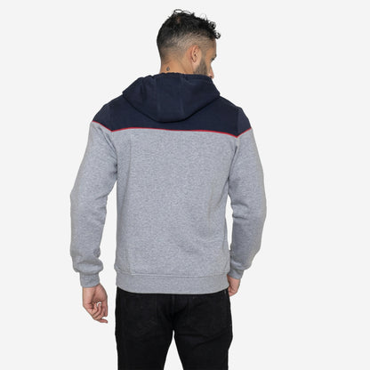 Relaxed Fit Printed Zip-Through Hoodie for Men (Grey)