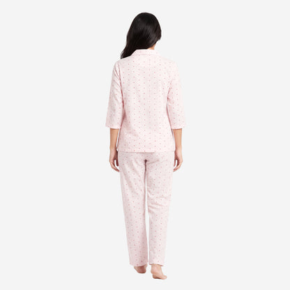 Women Printed Rayon Loungewear Set (Lt. Pink)