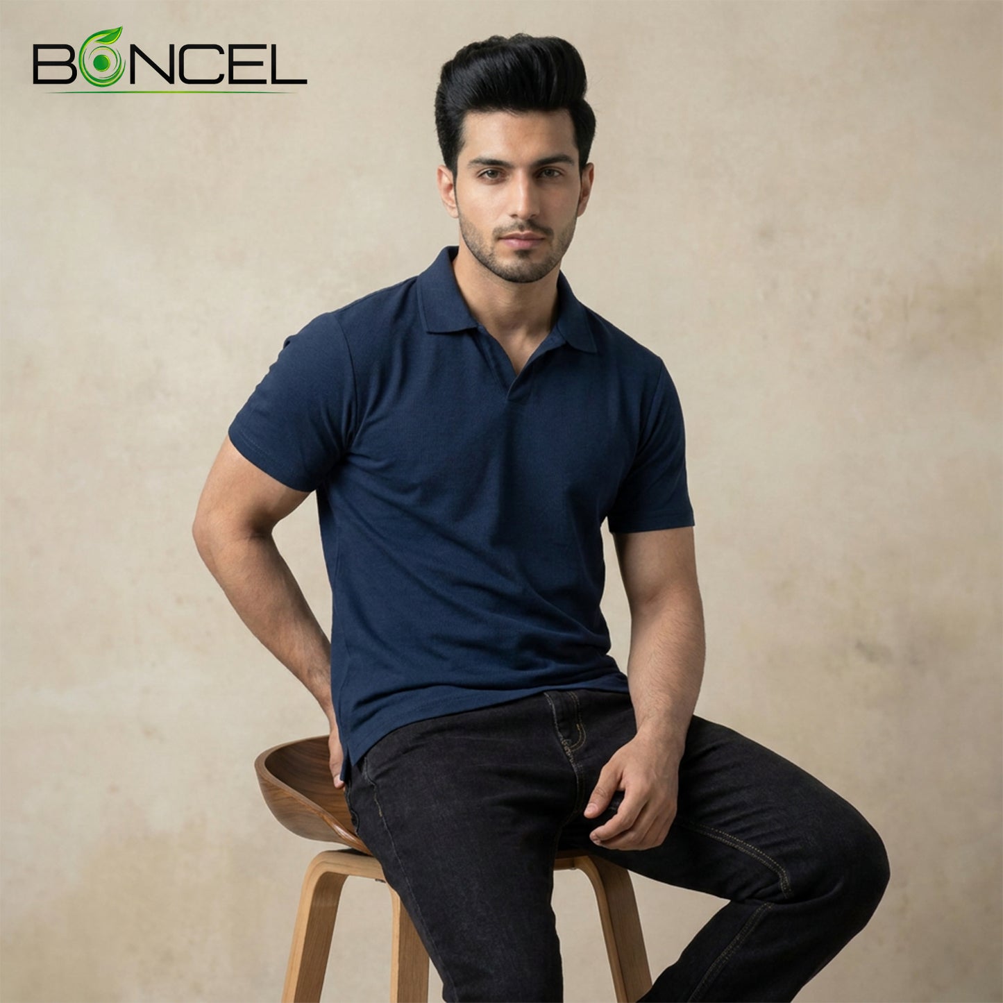 Men's Solid Navy Polo Half-Sleeve T-Shirt
