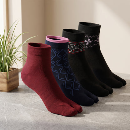 Women Designer Ankle Length Wool Thumb Socks - PO4