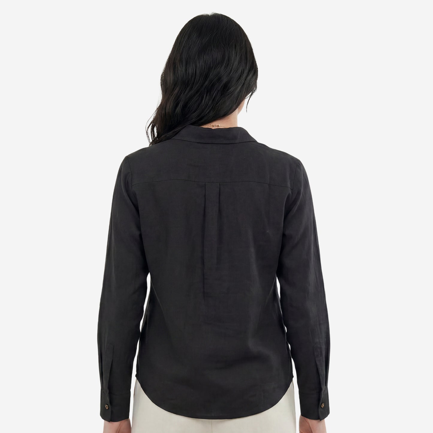 Women Linen Comfort Shirt - (Black)