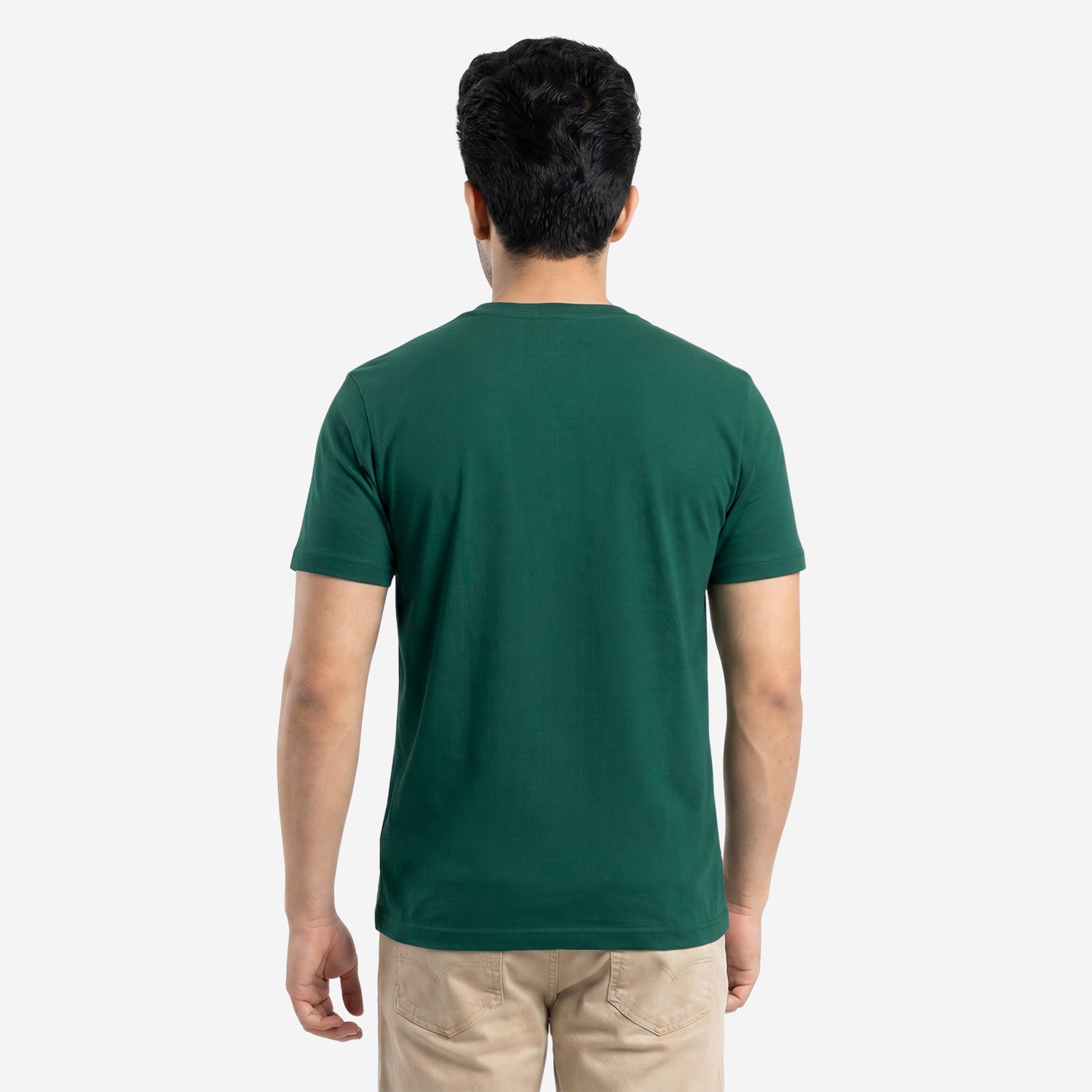 Men's Green Printed Round Neck Short Sleeve T-Shirt