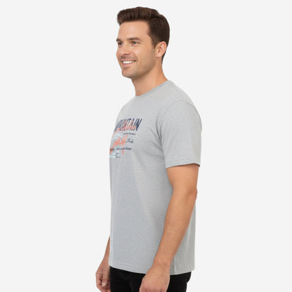 Men’s Printed Round‑Neck T‑Shirt (Lt.Grey Mel)