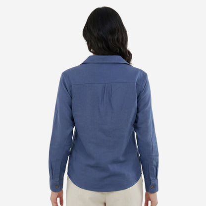 Women Linen Comfort Shirt - (Denim Blue)