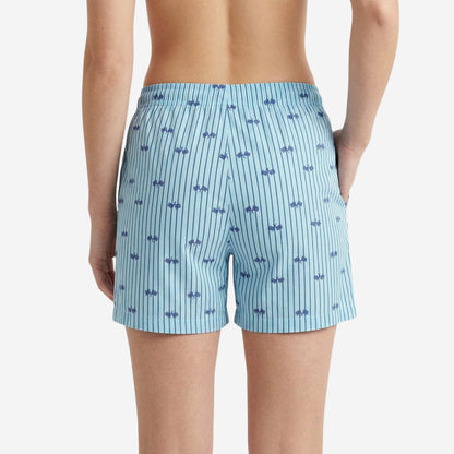 Women Regular Fit Sky Blue Cotton Boxer Shorts
