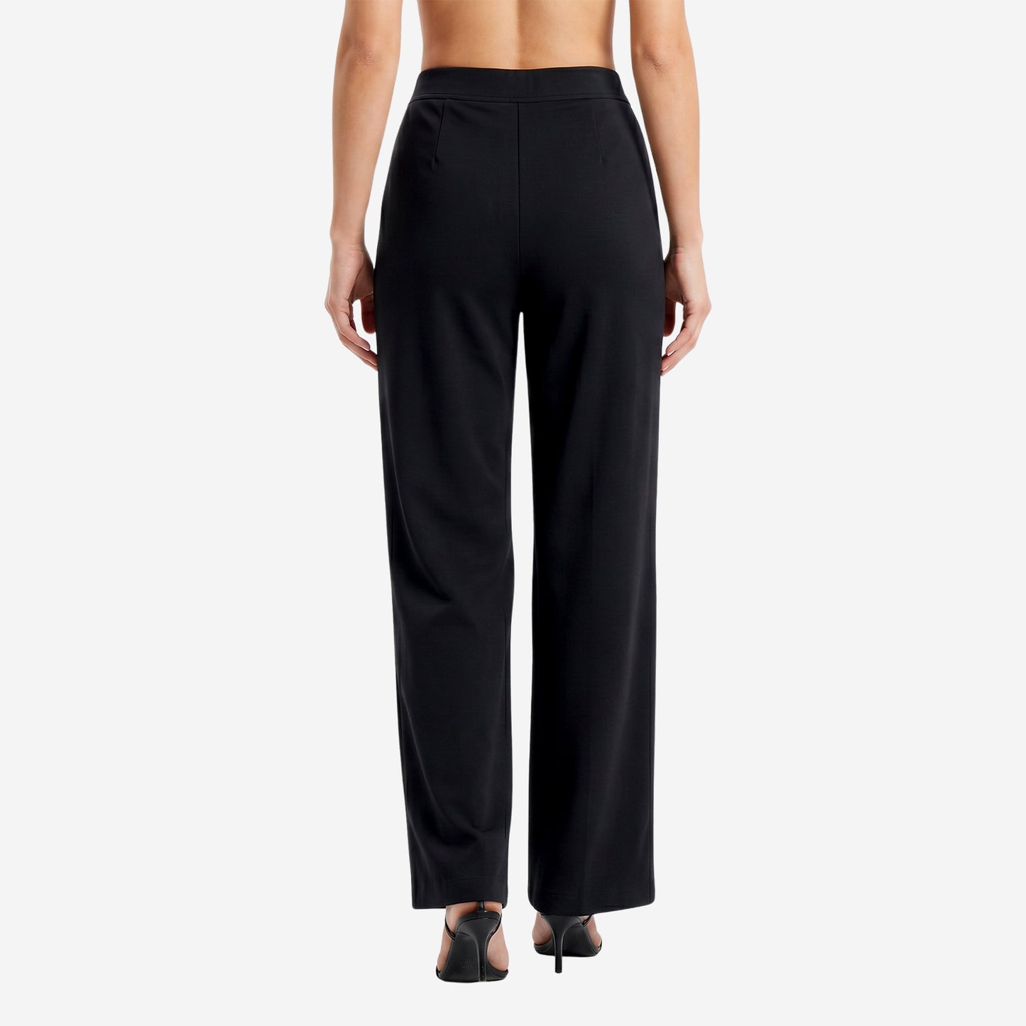 Women Solid Black Straight Pants